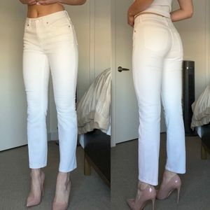 White Straight Crop Denim